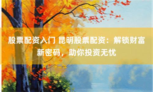 股票配资入门 昆明股票配资：解锁财富新密码，助你投资无忧